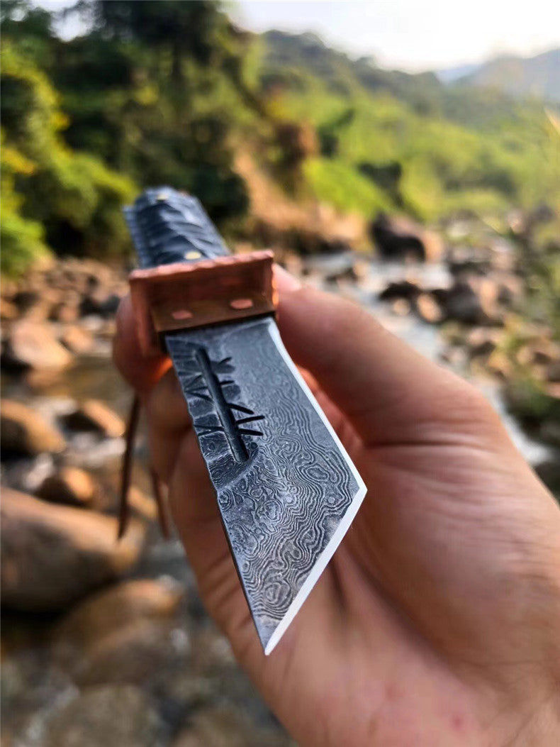 The Prajna Warrior Damascus steel pocket knife