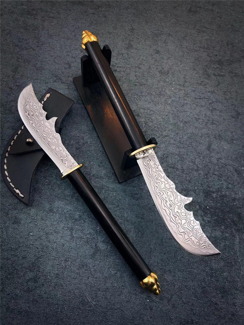 The crescent blade Damascus steel pocket kinfe