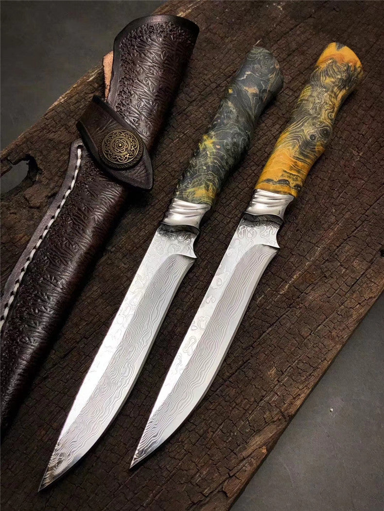 The Suzaku Damascus Steel Knife Fixed Blade