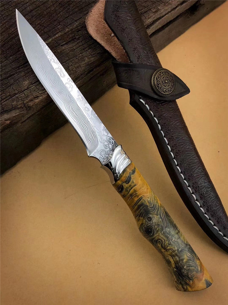 The Suzaku Damascus Steel Knife Fixed Blade