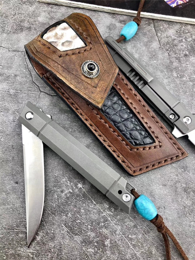 The Officer #1 Samurai folding knife M390 Gray titanium Version