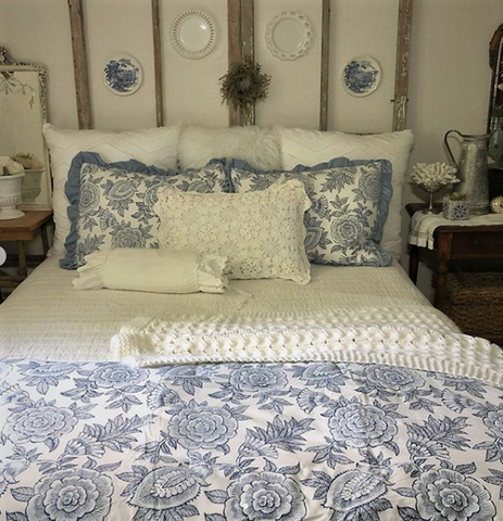 frosted blue floral bedding comforter set