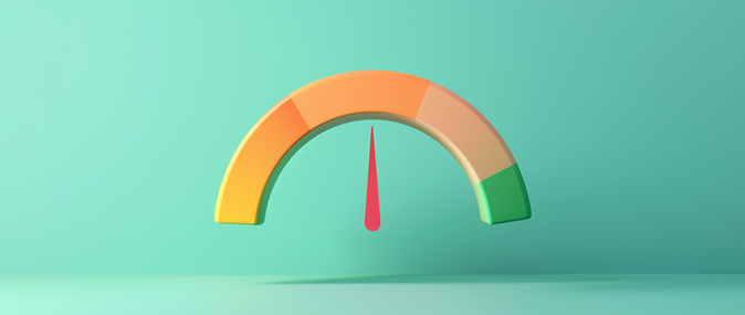 a gauge on green background representing business vs personal credit