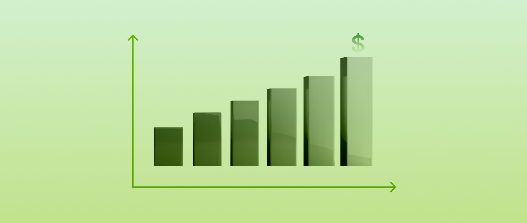 a green graph going up and to the right representing revenue recognition