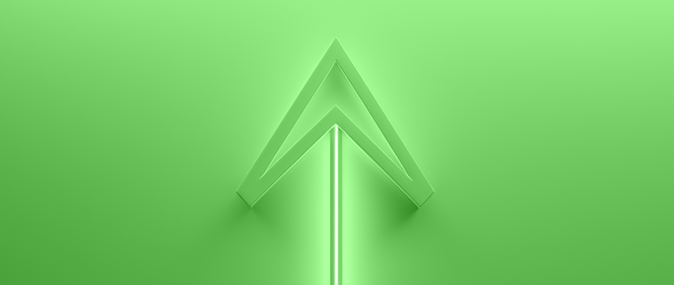 a green arrow pointing up representing high ticket affiliate marketing.