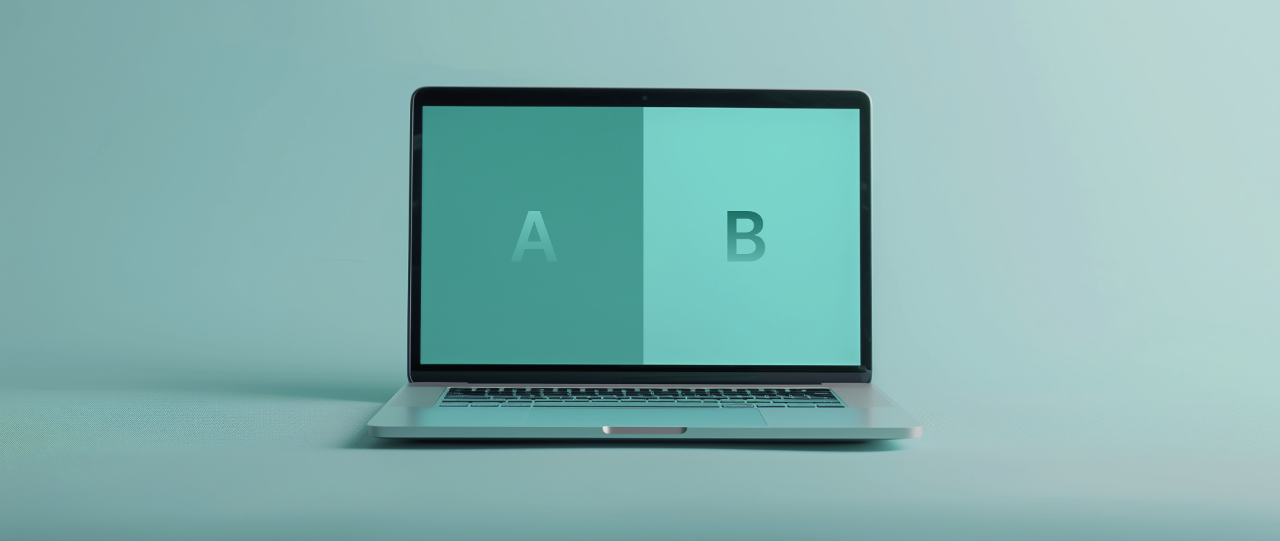 a computer with a and b on screen representing a/b testing