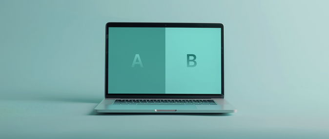 a computer with a and b on screen representing a/b testing