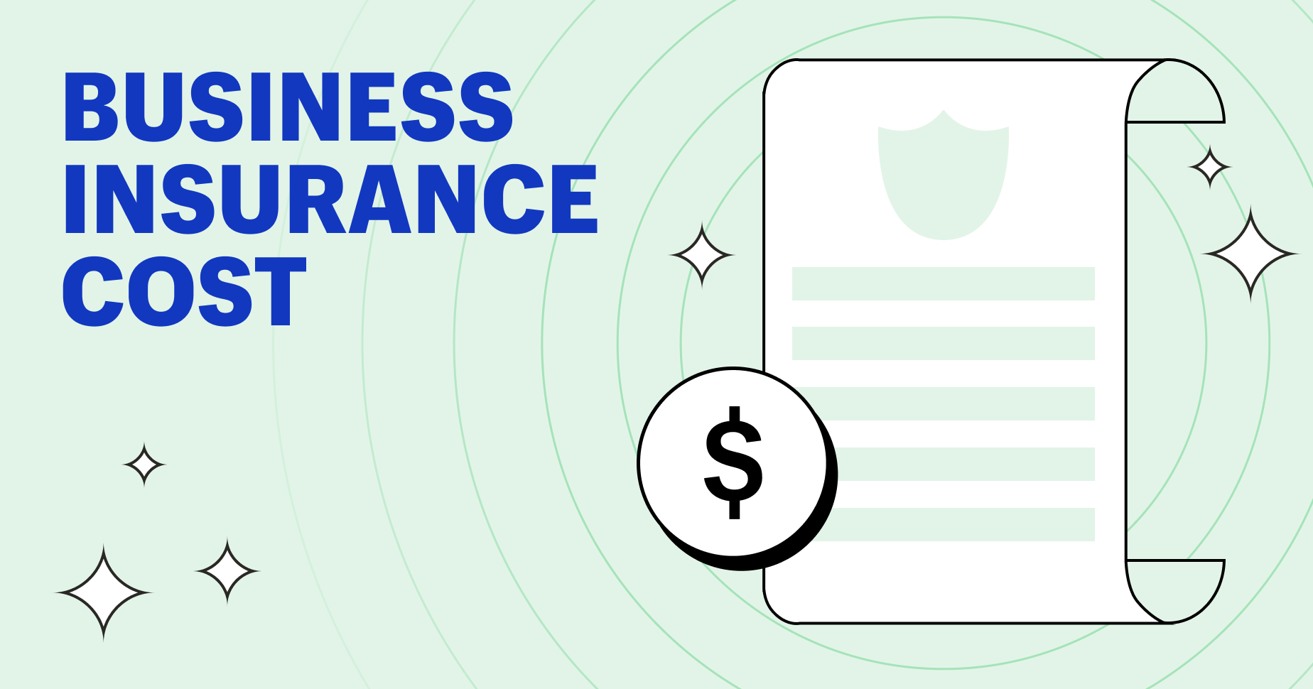 business insurance cost, scroll with dollar sign icon