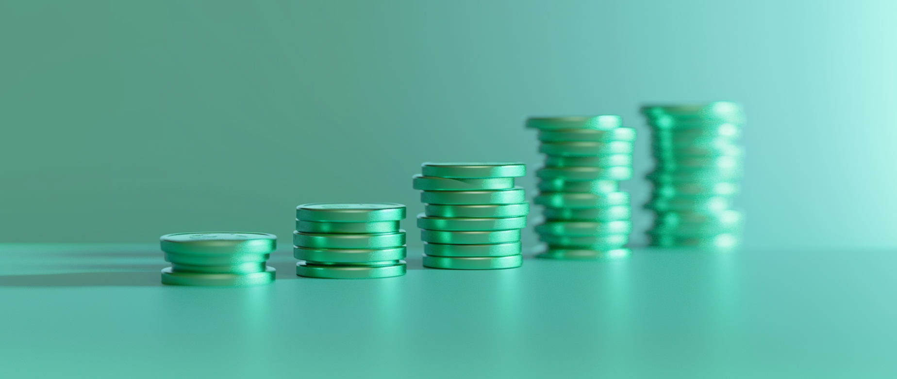coins on green background representing cash flow vs profit