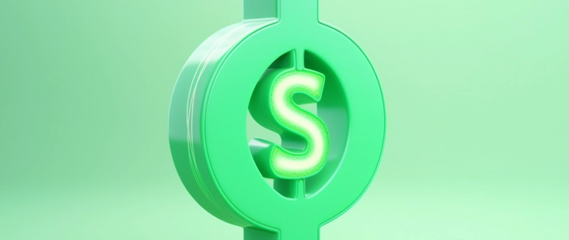 A green money sign in a circle against a light green background.