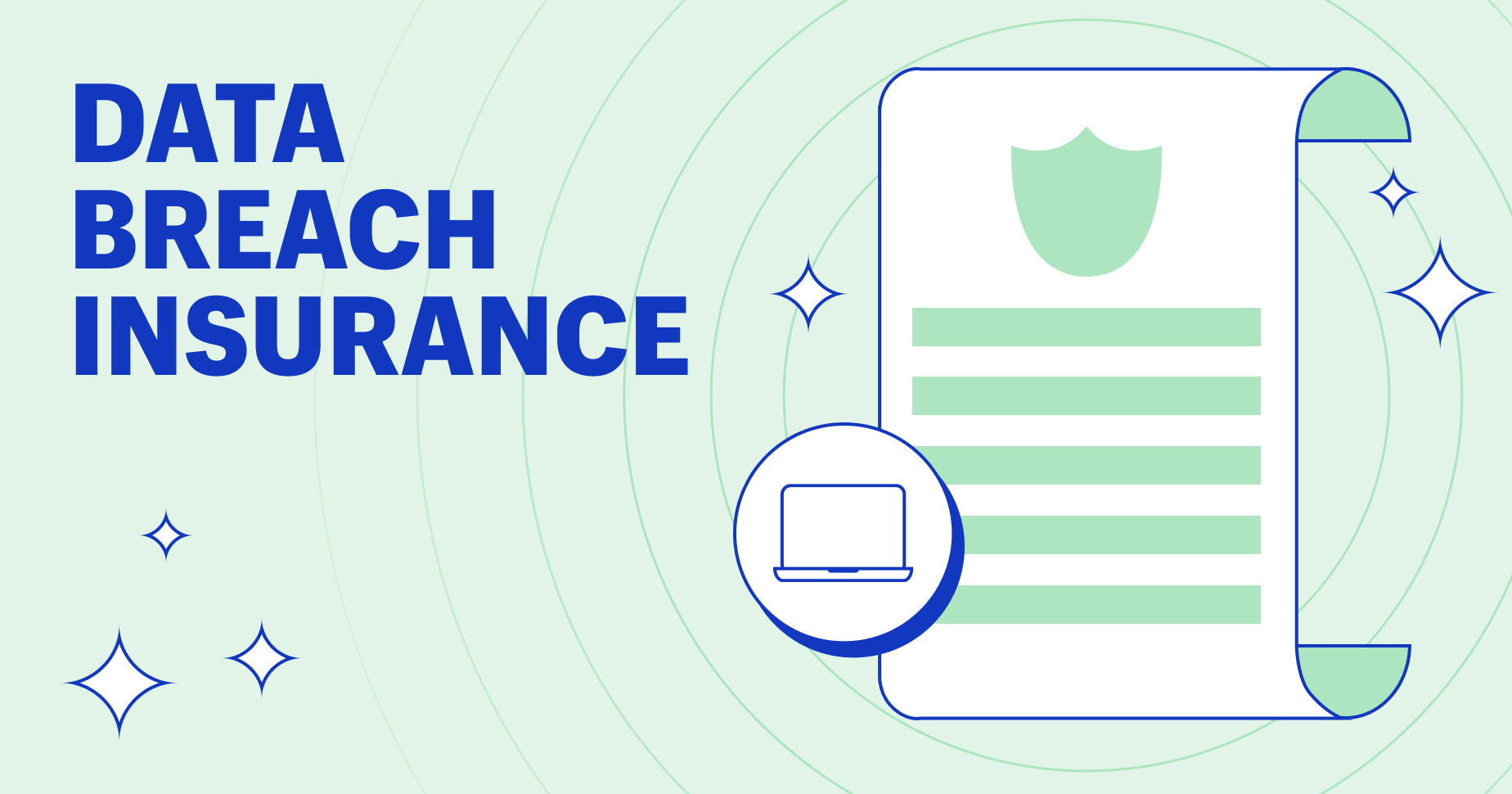 data breach insurance text on left, silhouette of scroll on right