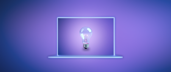 image of computer with lightbulb representing ecommerce business ideas