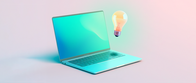 Image of computer and light bulb representing ecommerce insights