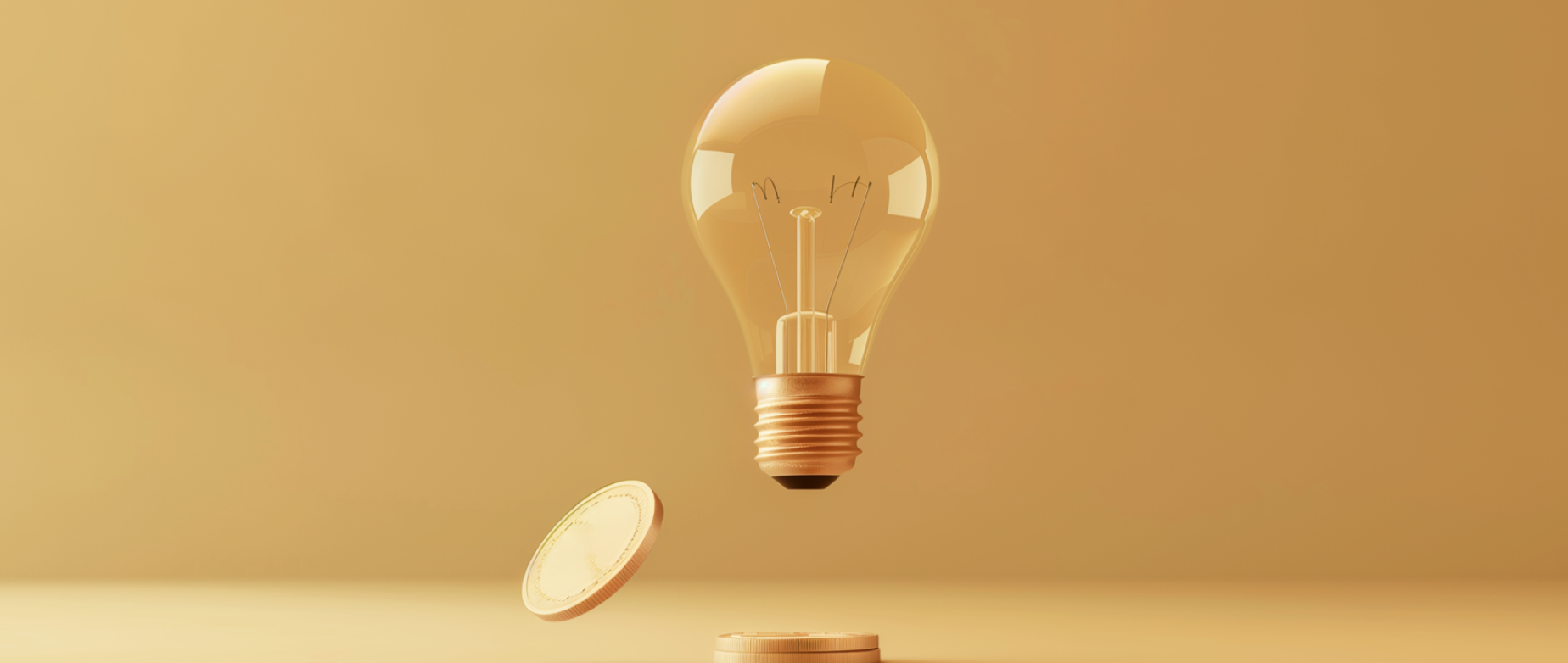 a lightbulb with a coin representing intangible assets