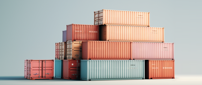 Illustration of shipping containers to represent the topic of logistics.