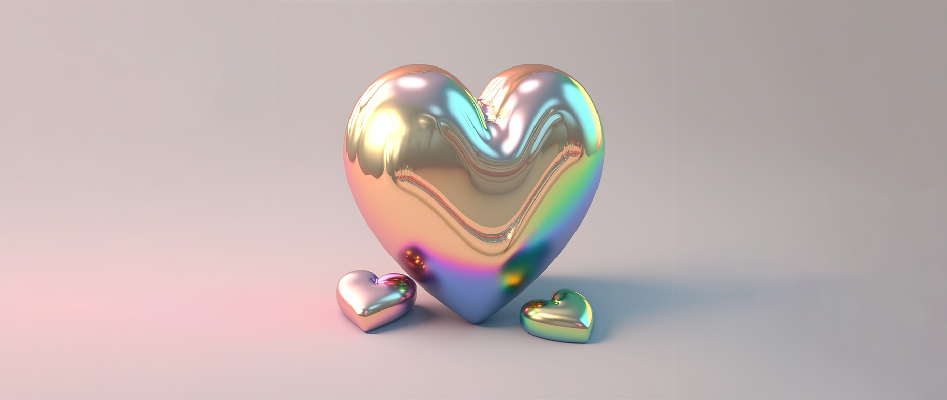 a large shiny heart with two smaller hearts