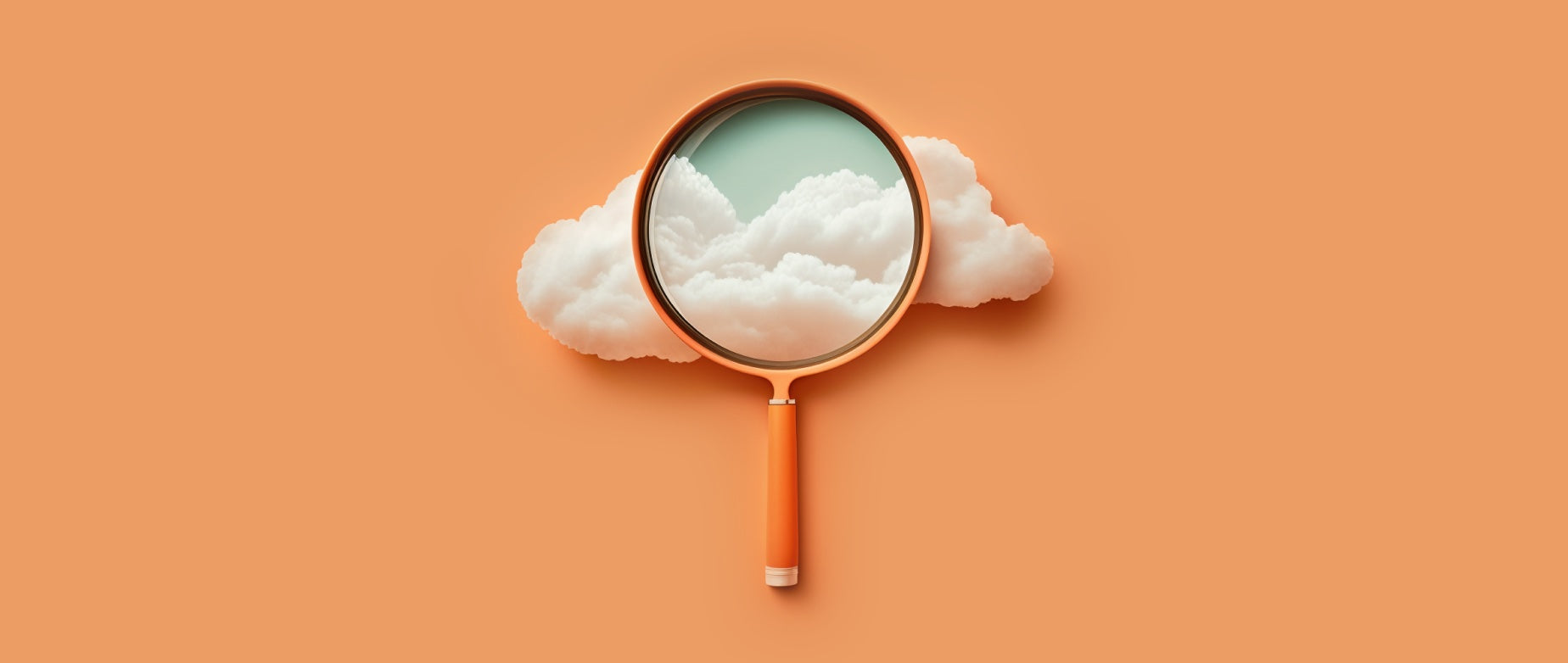 magnifying glass on cloud in center of image: best seo app