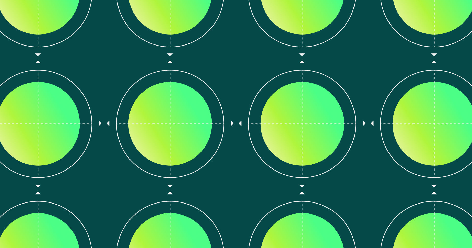 A pattern of light green circles and arrows on a dark green background representing perceptual mapping