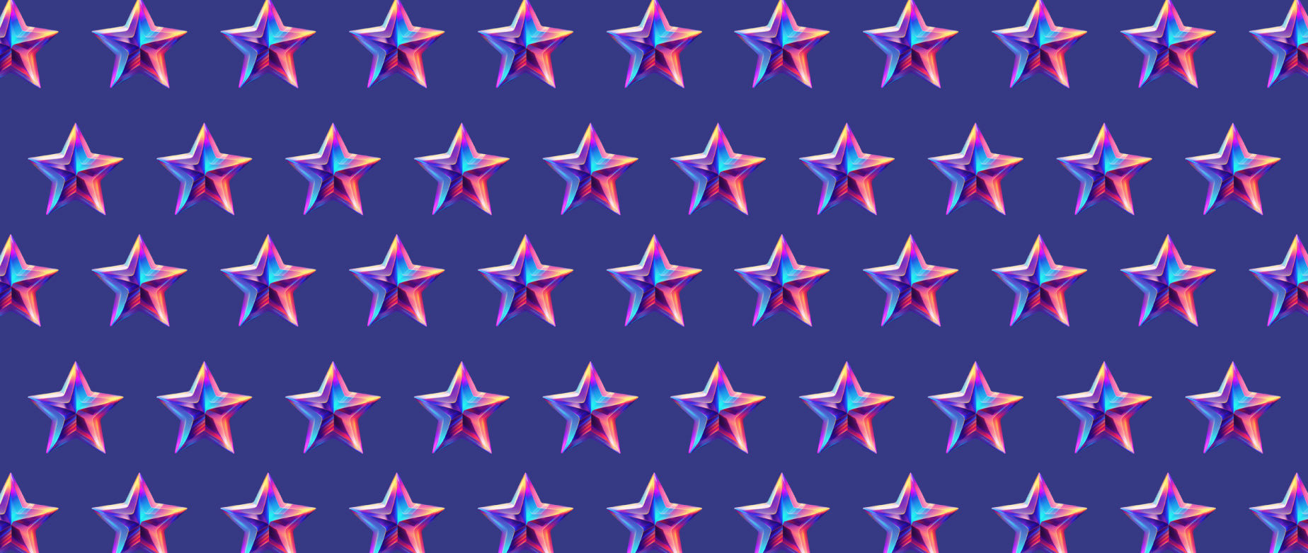 many repeating iridescent stars against a purple backdrop: review sites