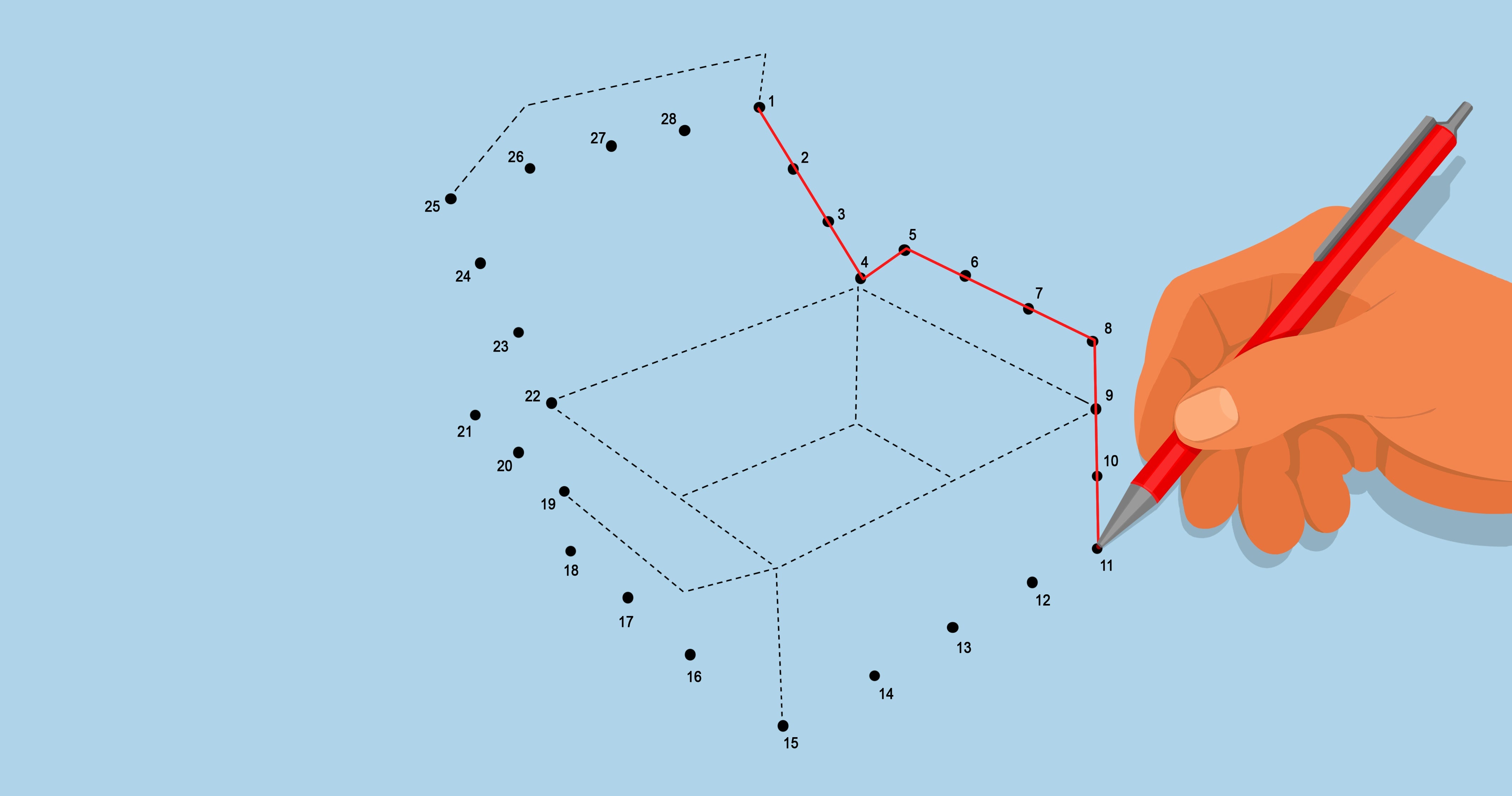 A person connects dots to form a shipping box