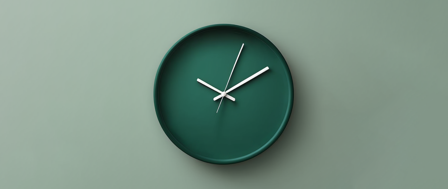 A green numberless clock on a green background