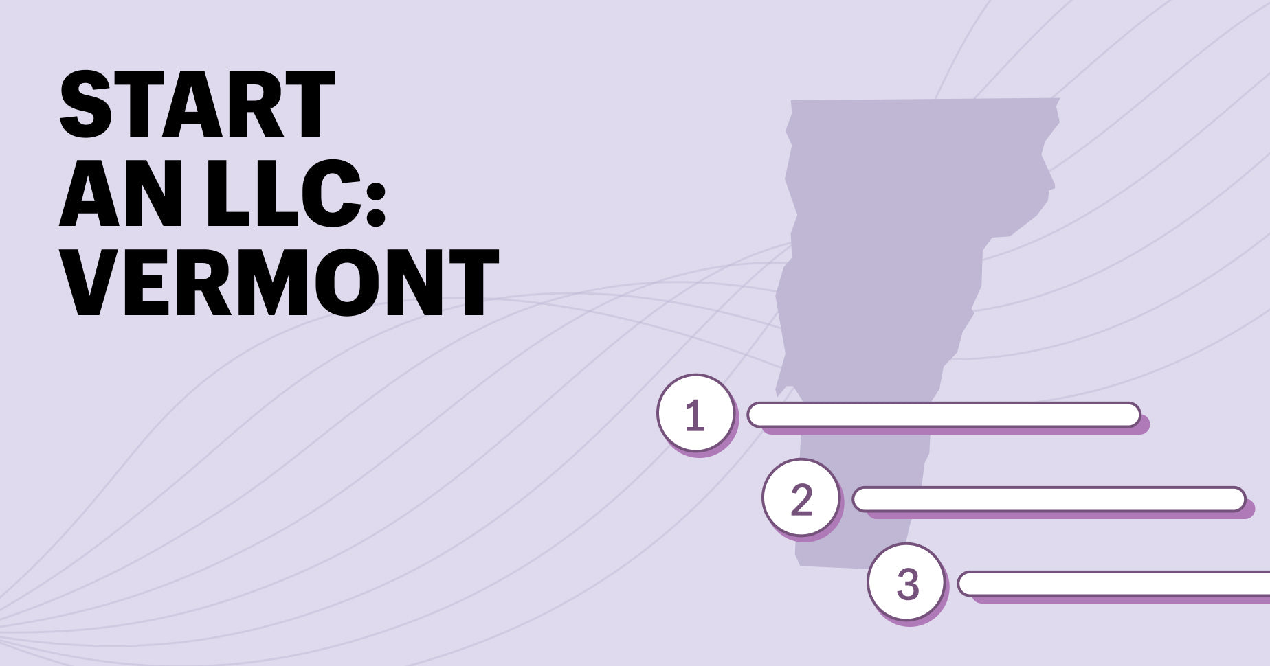 start a vermont llc on left, right is silhouette of vermont state with overlay of steps