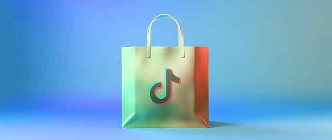 A shopping bag with a TikTok logo, representing TikTok Shopping