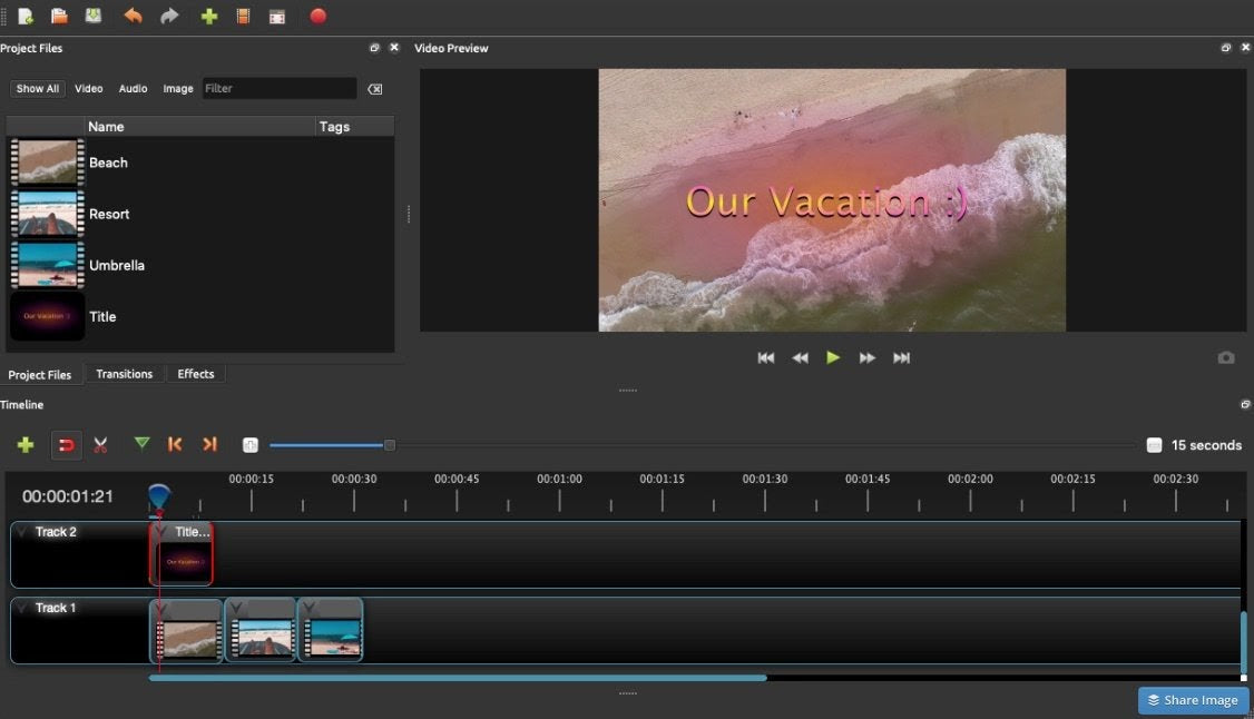 OpenShot video editing software