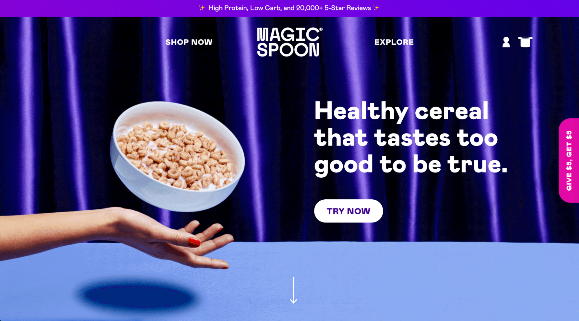 来自销售谷物的 DTC 企业 Magic Spoon 的网页设计示例