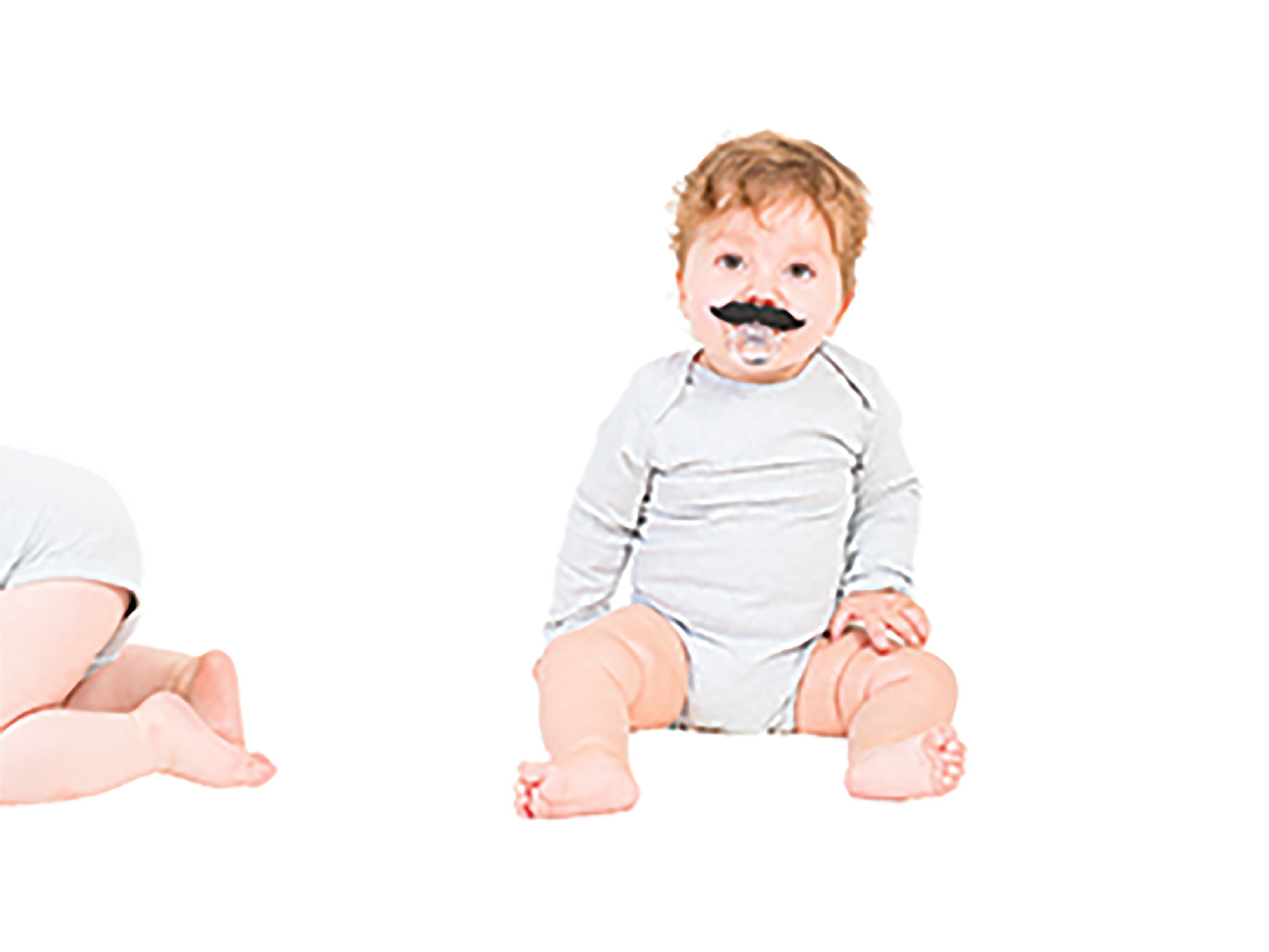 An iconic Bitten Design item, a baby pacifier that had a mustache attached to it.