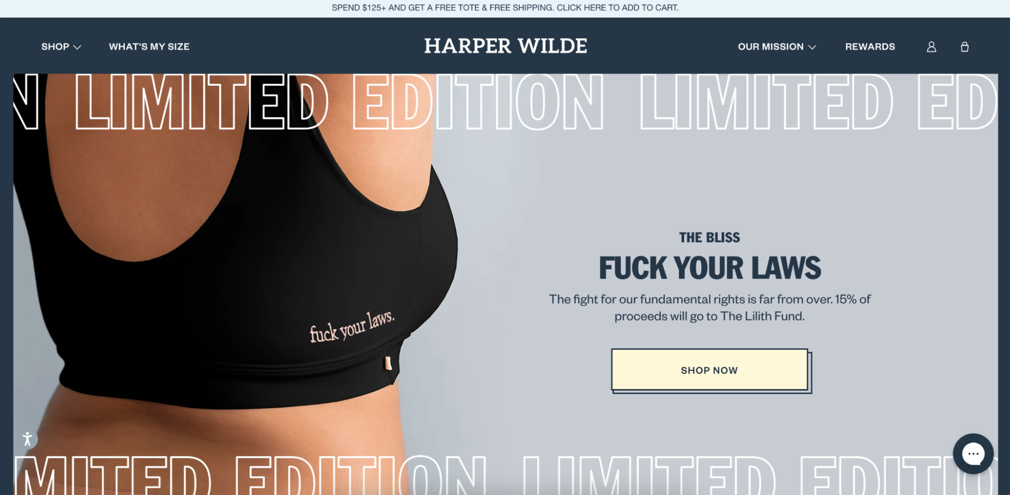 Harper Wilde's website uses bold design to match its bold brand.