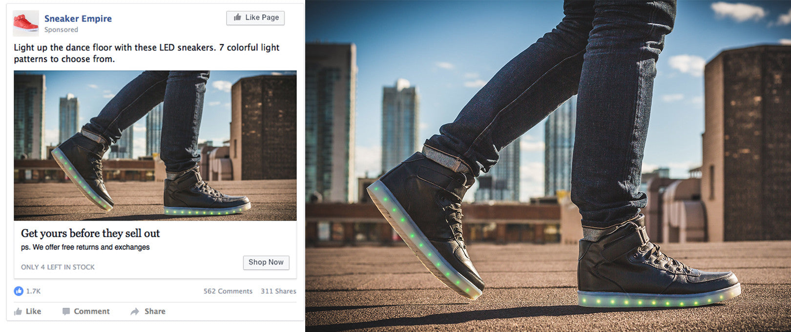 Mockup of a Facebook ad using a stock photo from Burst