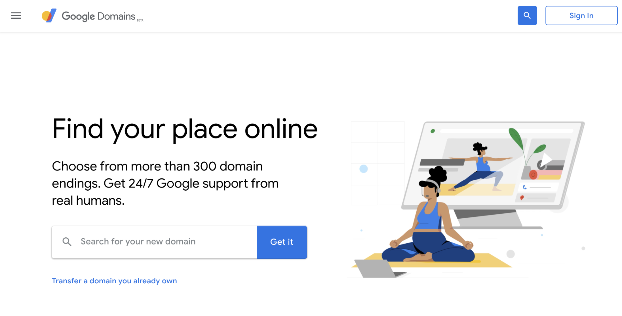 Screenshot of the Google domain registrar tool