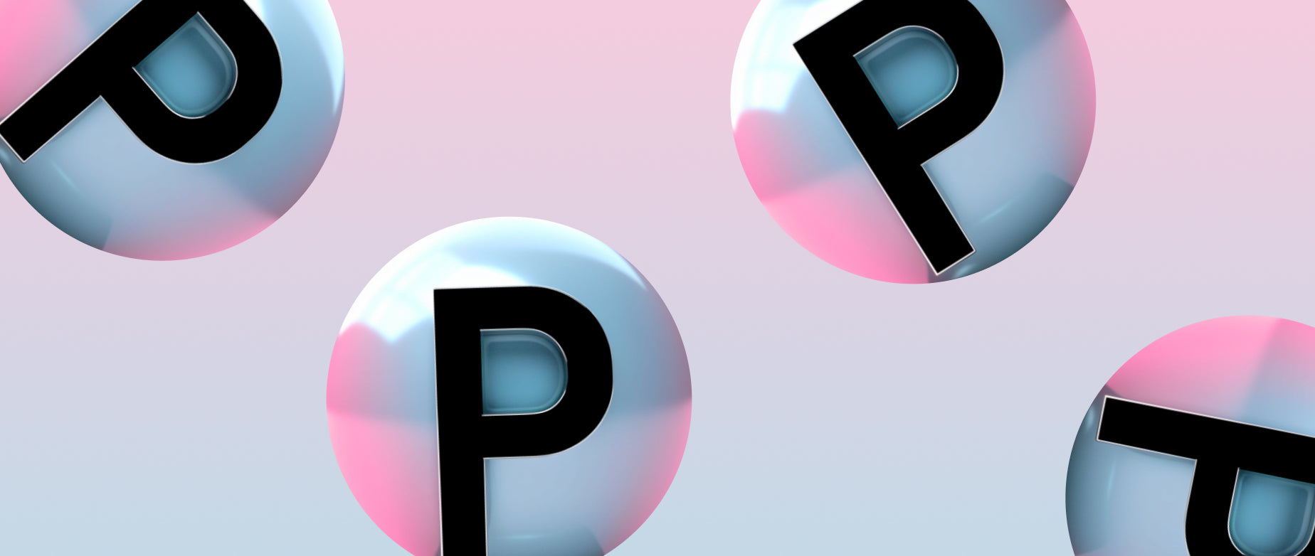 4 floating circles with the letter P in each of them: 4 Ps of marketing