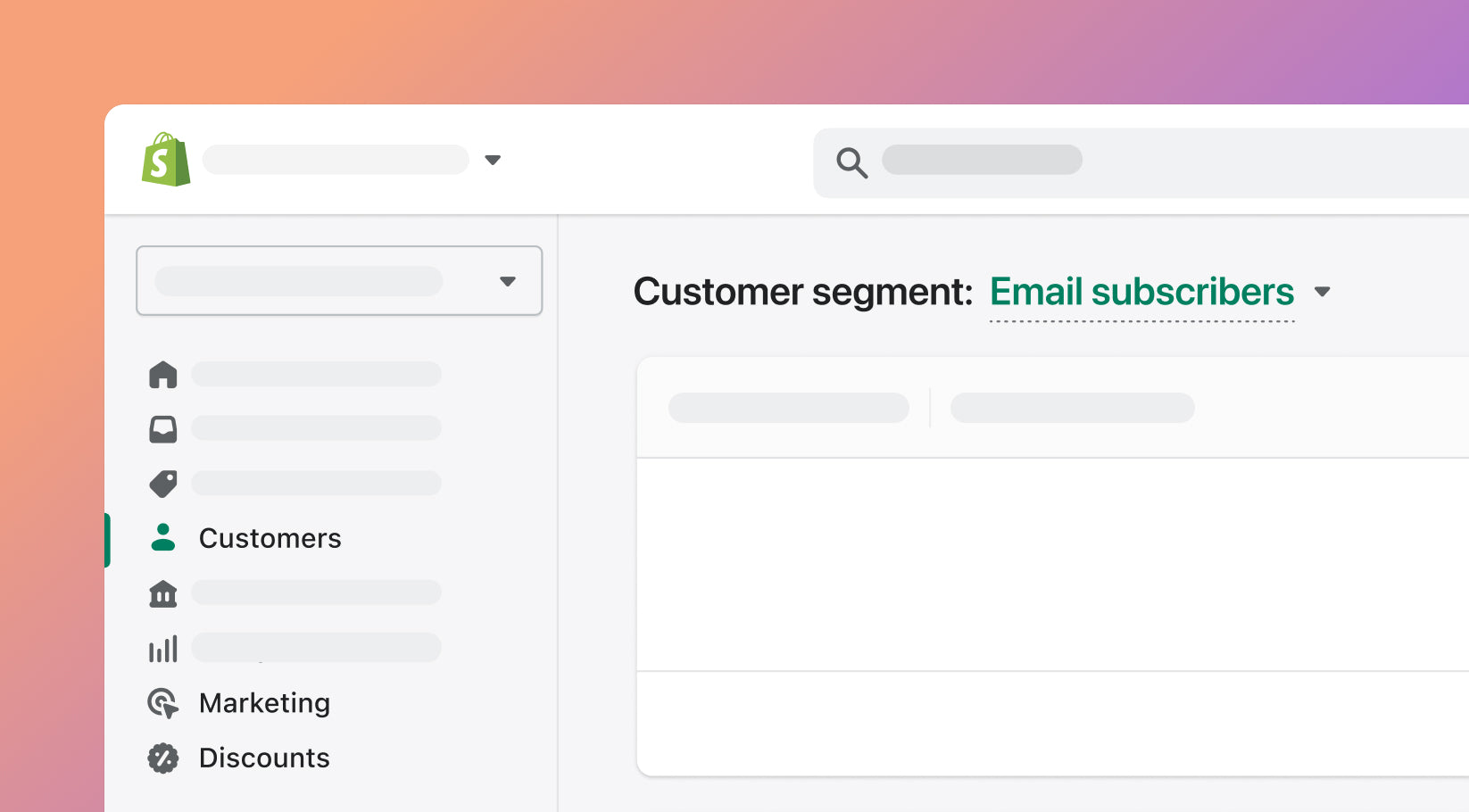 Shopify segmentation editor on the Customer page