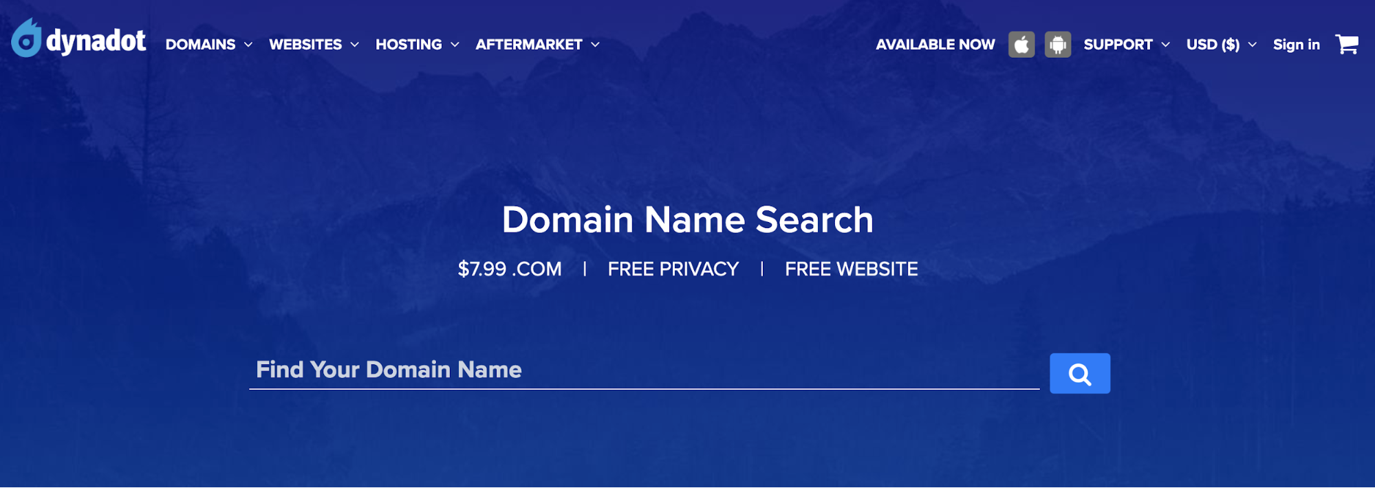Screenshot of the Dynadot domain registrar tool