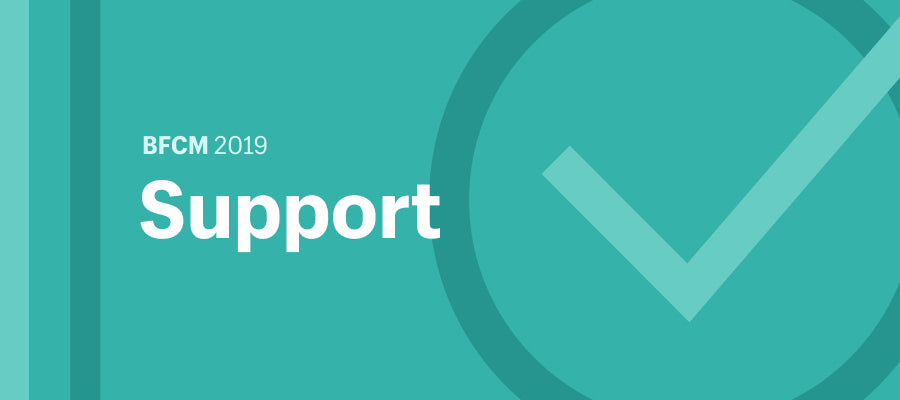 Illustration featuring the word "Support" and a checkmark. 