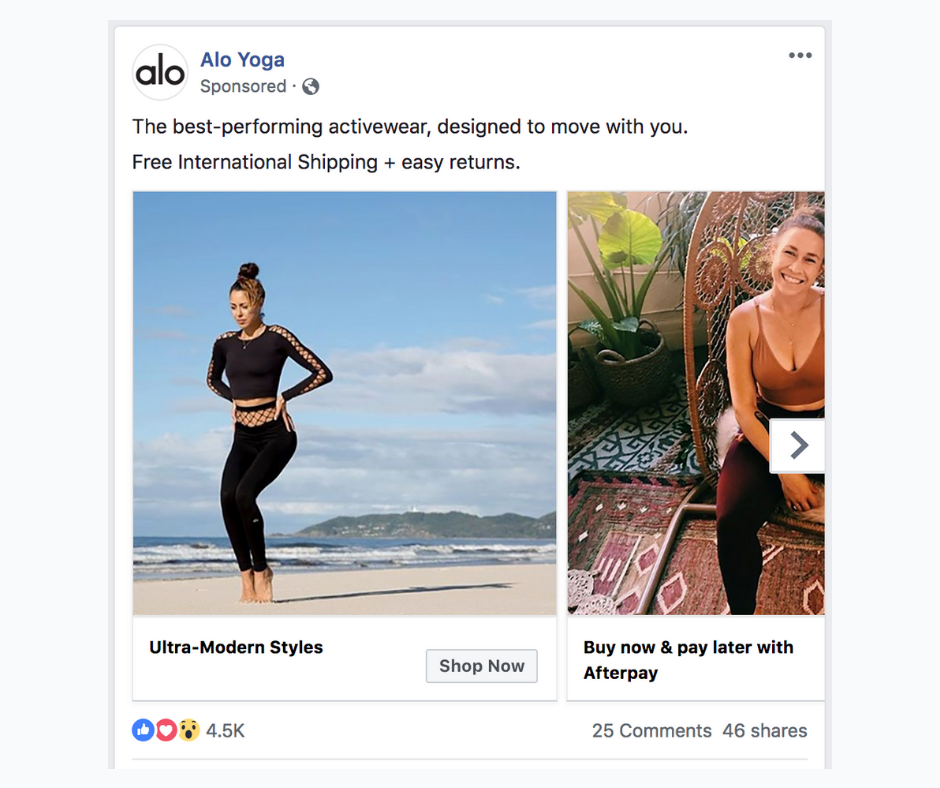 Example of a Facebook carousel ad.