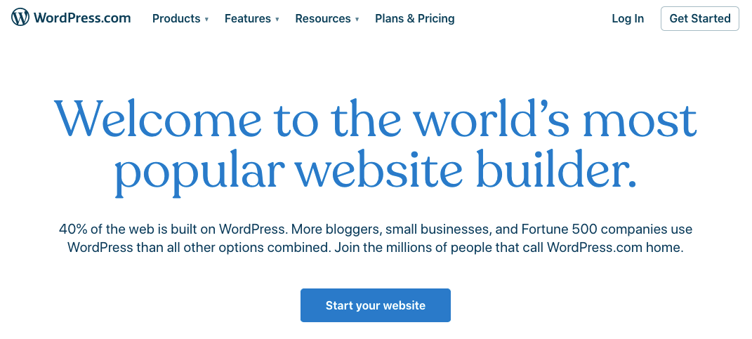 Screenshot of the WordPress website homepage
