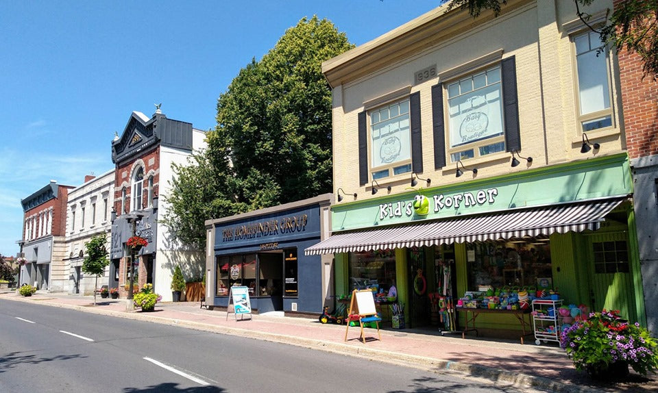 Some of the shops on Main Street in Cornwall, Ontario. 