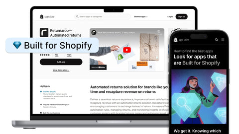 built for shopify app store on a laptop and on a smartphone