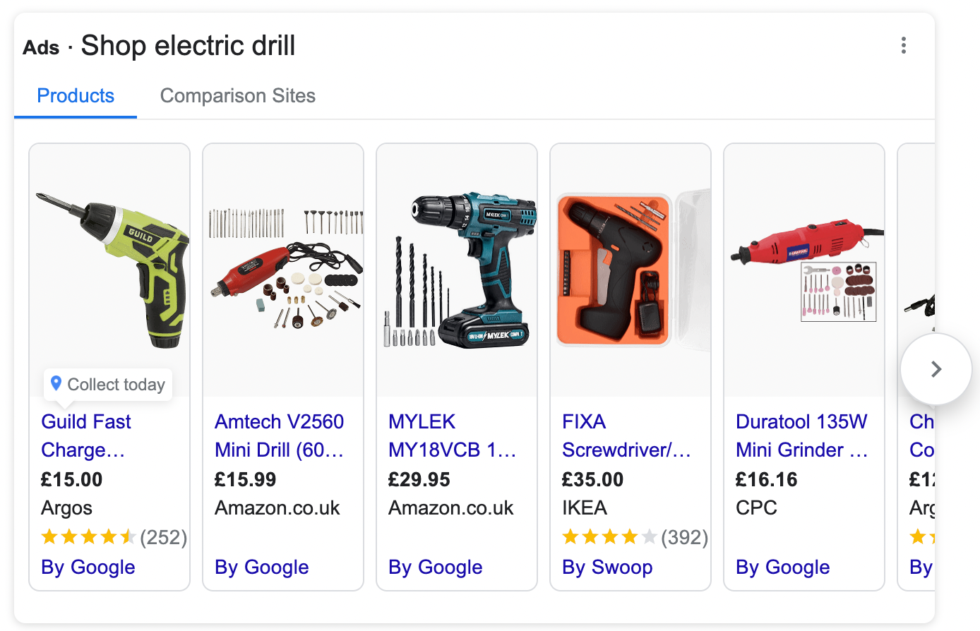 Argos Google ad