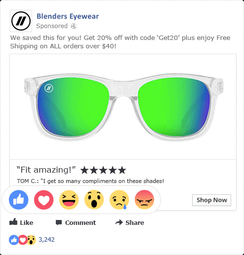 Blenders Facebook-advertentie
