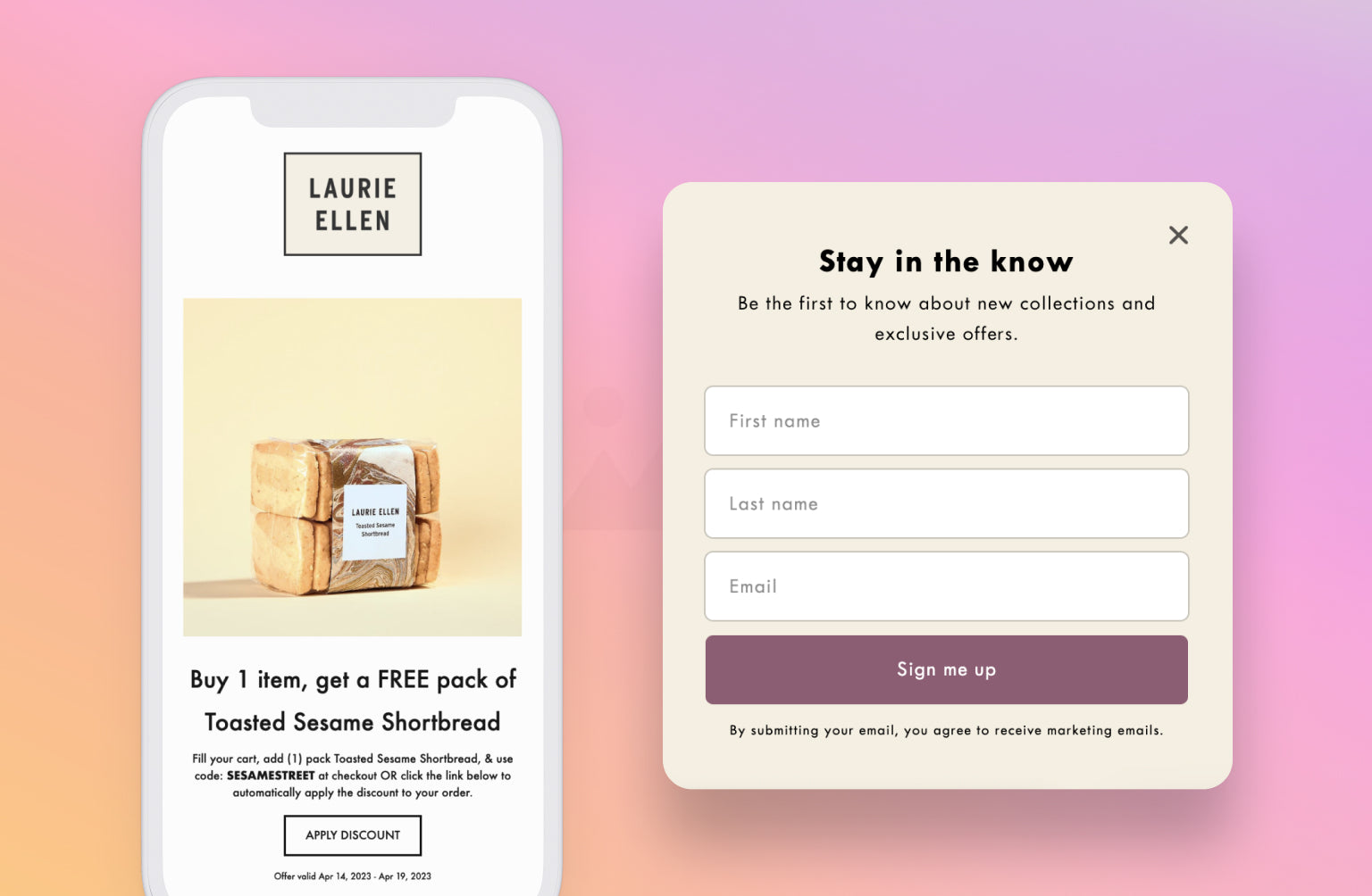Laurie Ellen has Shopify Forms on her store