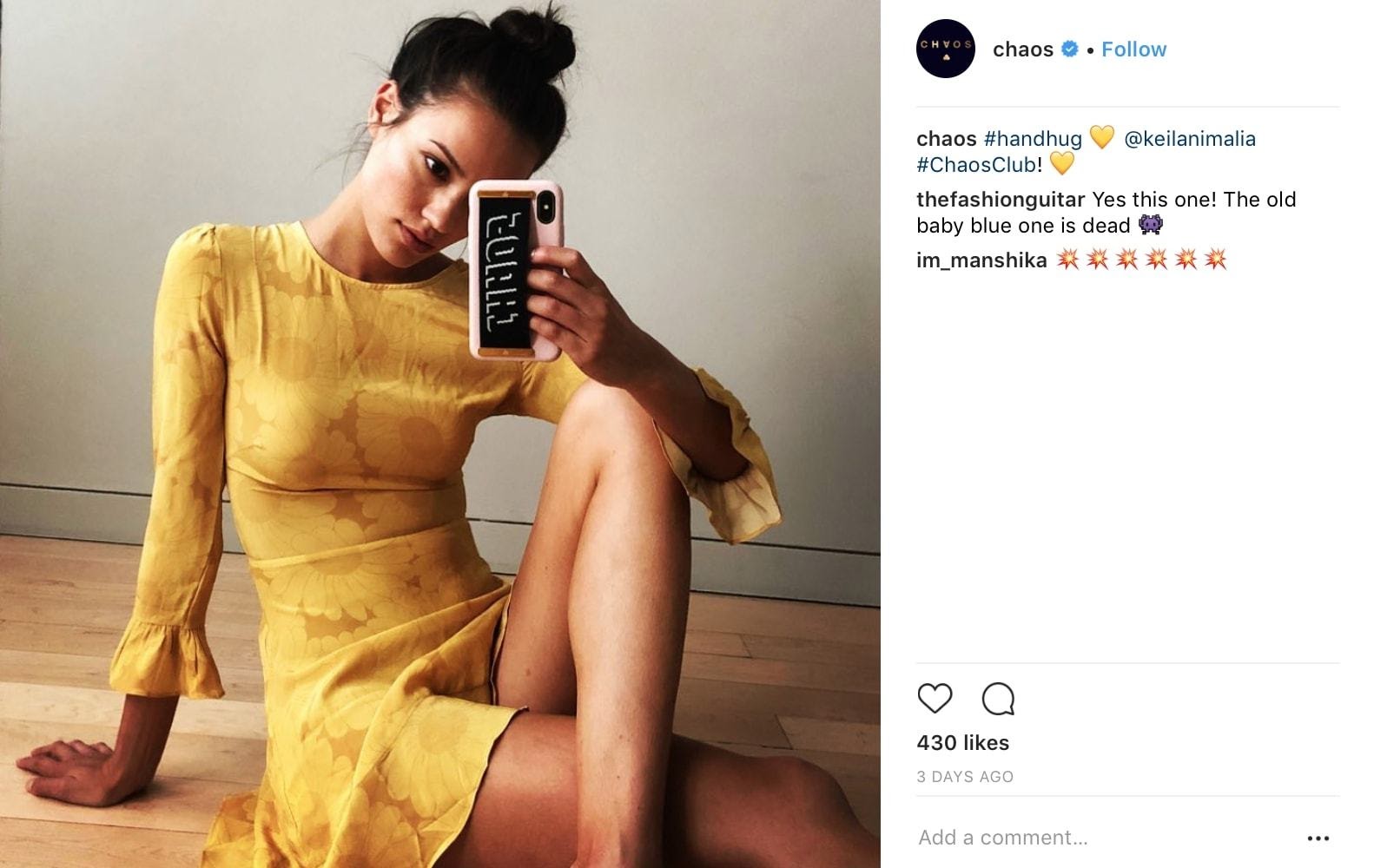 An influencer marketing Instagram post idea from brand Chaos