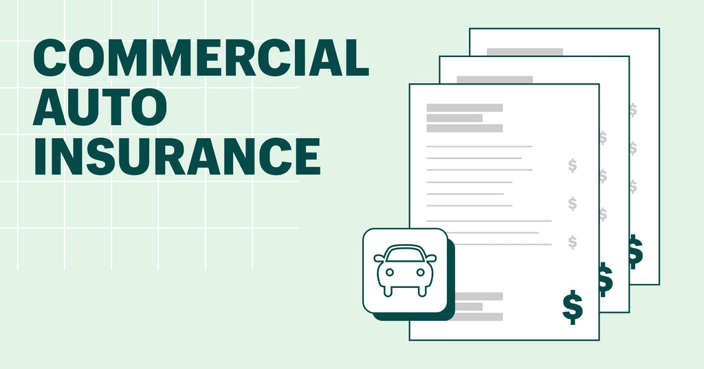 描述文档的图形和写有“商业汽车保险”的汽车图标