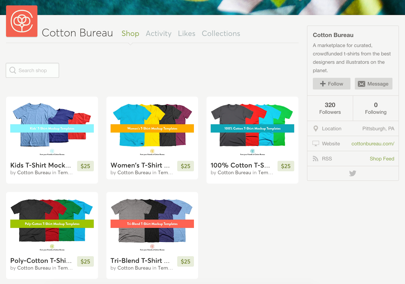Cotton Bureau ist eine Website für T-Shirt Vorlagen.