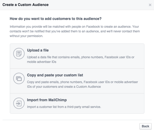 Creating email custom audience