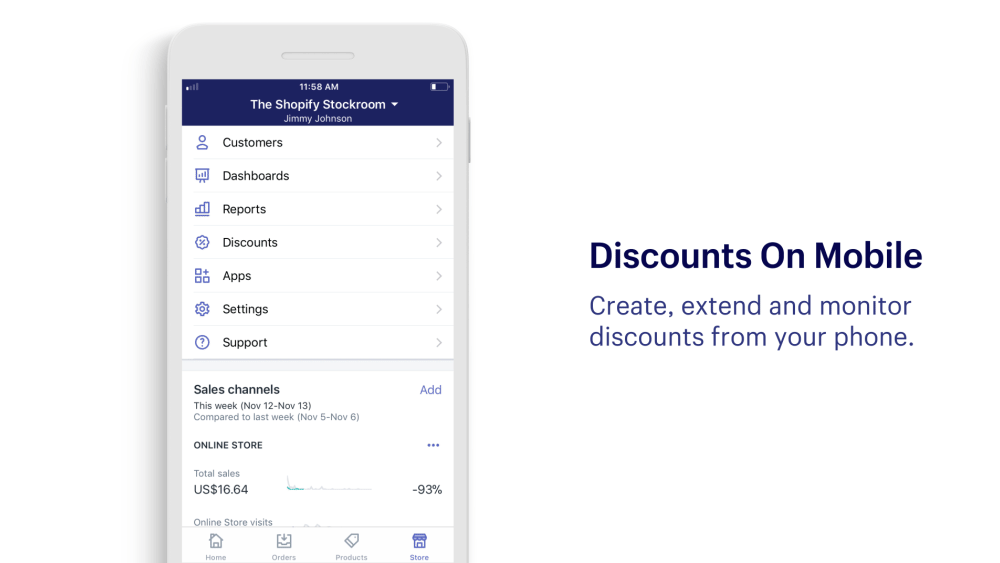 Discounts on mobile in the Shopify app