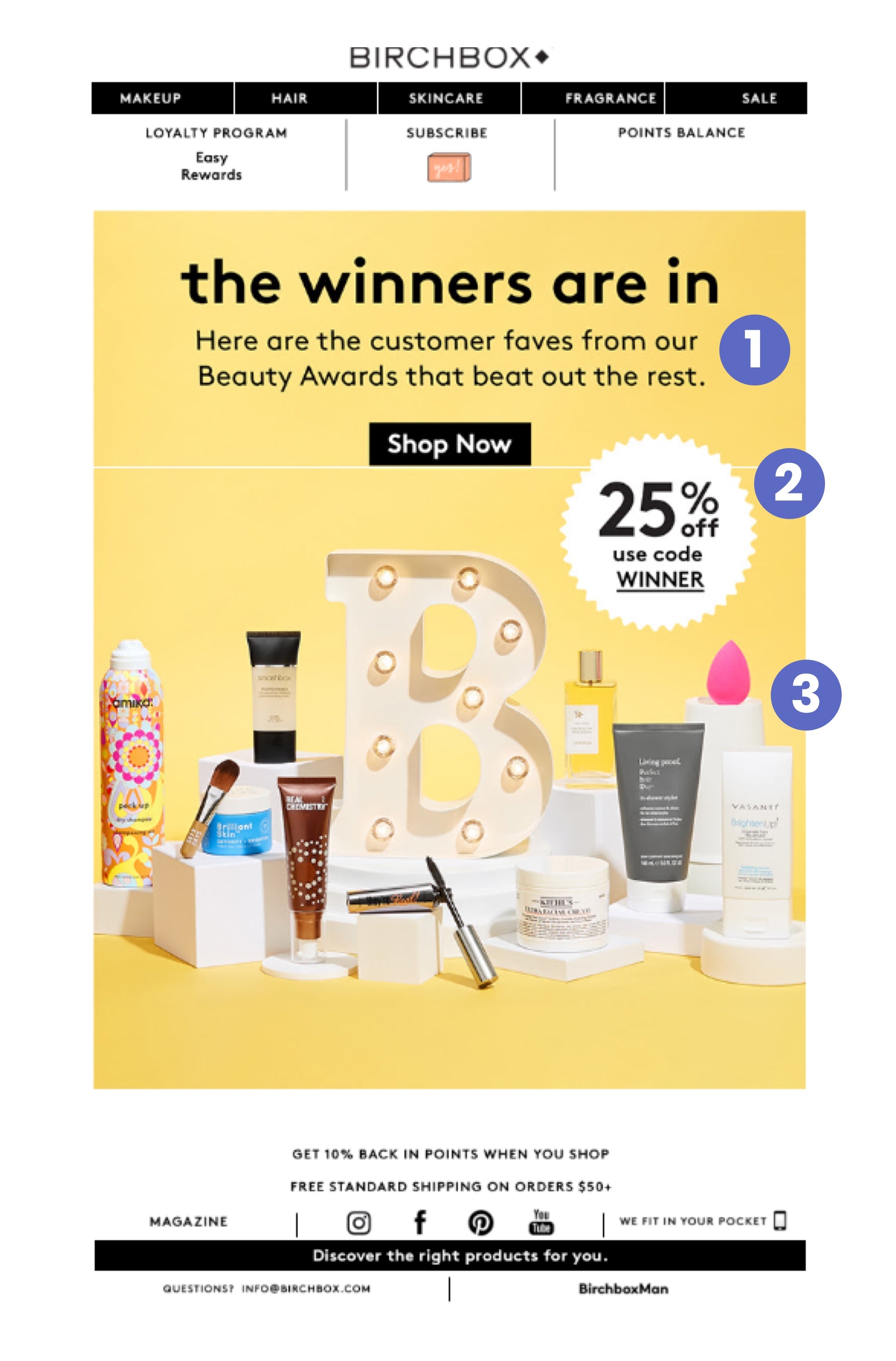 An ecommerce email marketing example from Birchbox